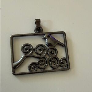 Gunmetal silvertone Bird Pendant open work charm for necklace